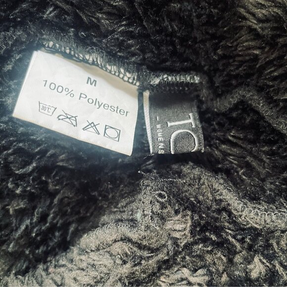 TCOT Women Black Sherpa Fleece Jacket Zip Front Cozy Winter Warm Outerwear M - Picture 3 of 10